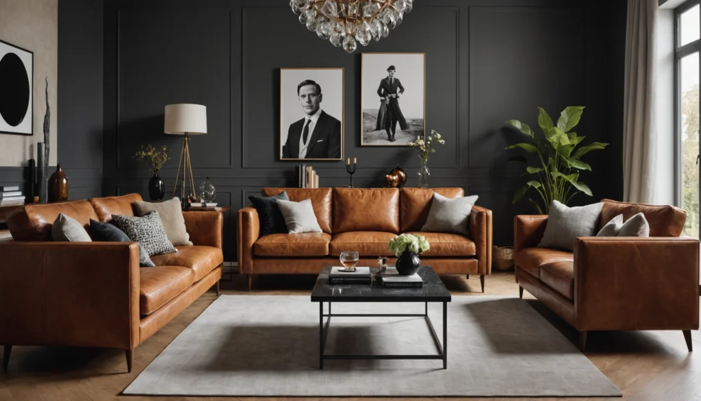 ideen cognac sofa kombinieren